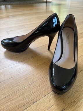 Prada Black Patent Leather Platform Pumps